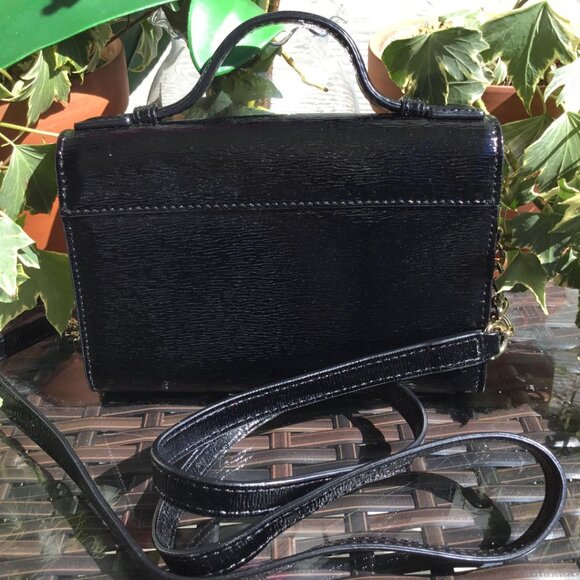 Kate Spade New York Black Hand Clutch or Crossbody Gold Chain Detail & Care Card - Picture 3 of 7